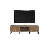Mueble Mesa TV Roble Oscuro con 2 Puertas y Estante - Melamina 150x40x41.6 cm - Moderno y Funcional.