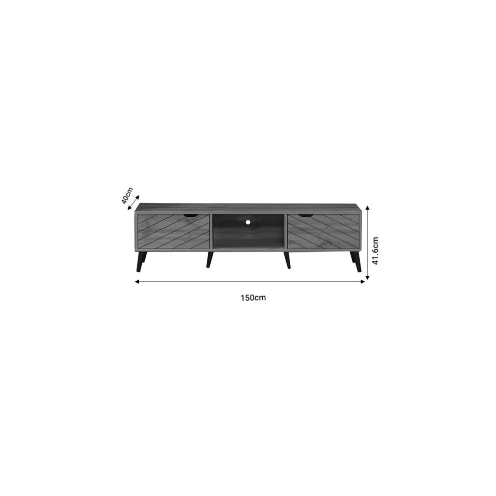 Mueble Mesa TV Roble Oscuro con 2 Puertas y Estante - Melamina 150x40x41.6 cm - Moderno y Funcional.