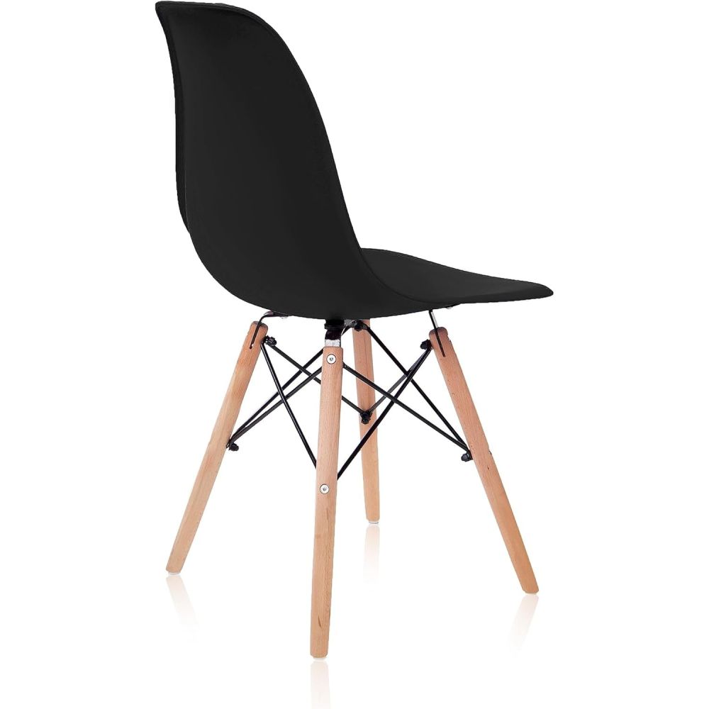 Pack 4 Sillas de Comedor, Sillas Cocinas, Acabado en Negro y Madera, Medidas: 45 cm (Ancho) x 53 cm (Largo) x 83 cm (Alto)
