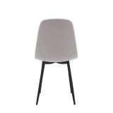 Pack de 4 Sillas con Estructura Tapizada en Tela Beige Claro, Patas Metálicas con Acabado Negro, Medidas 44x53x86 cm