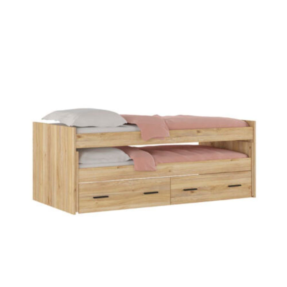 Cama Nido Juvenil Doble con Cajones de Almacenaje, 202,6 cm de largo