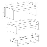 Cama Nido Juvenil Doble con Cajones de Almacenaje, 202,6 cm de largo