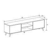 Mueble de TV de Diseño Nórdico + Modulo Alto, 2 Compartimentos y 2 Puertas,Mauvella Rayas, 49cm(Al) x 180cm (Anc) x 40cm (Fon)