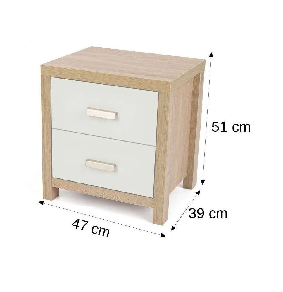 Mesita de Noche Modelo Sintra: Color Cambrian y Blanco, Conjunto 2 piezas